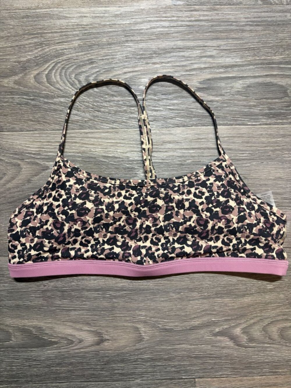 Johnny Was Calme Endurance Sports Bra XL Cross Back Leopard Mauve Activewear